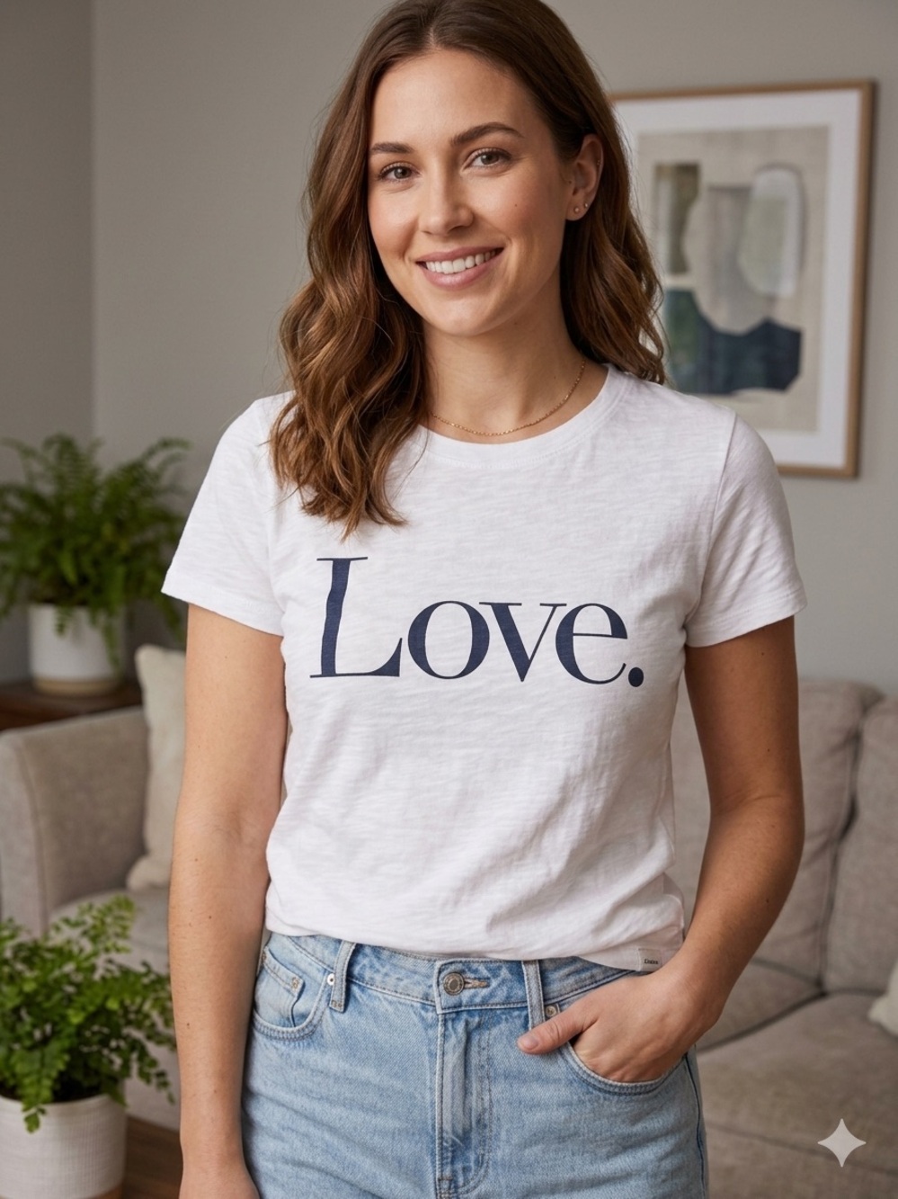 J. Crew White Short-Sleeve Tee with Navy "Love." Graphic